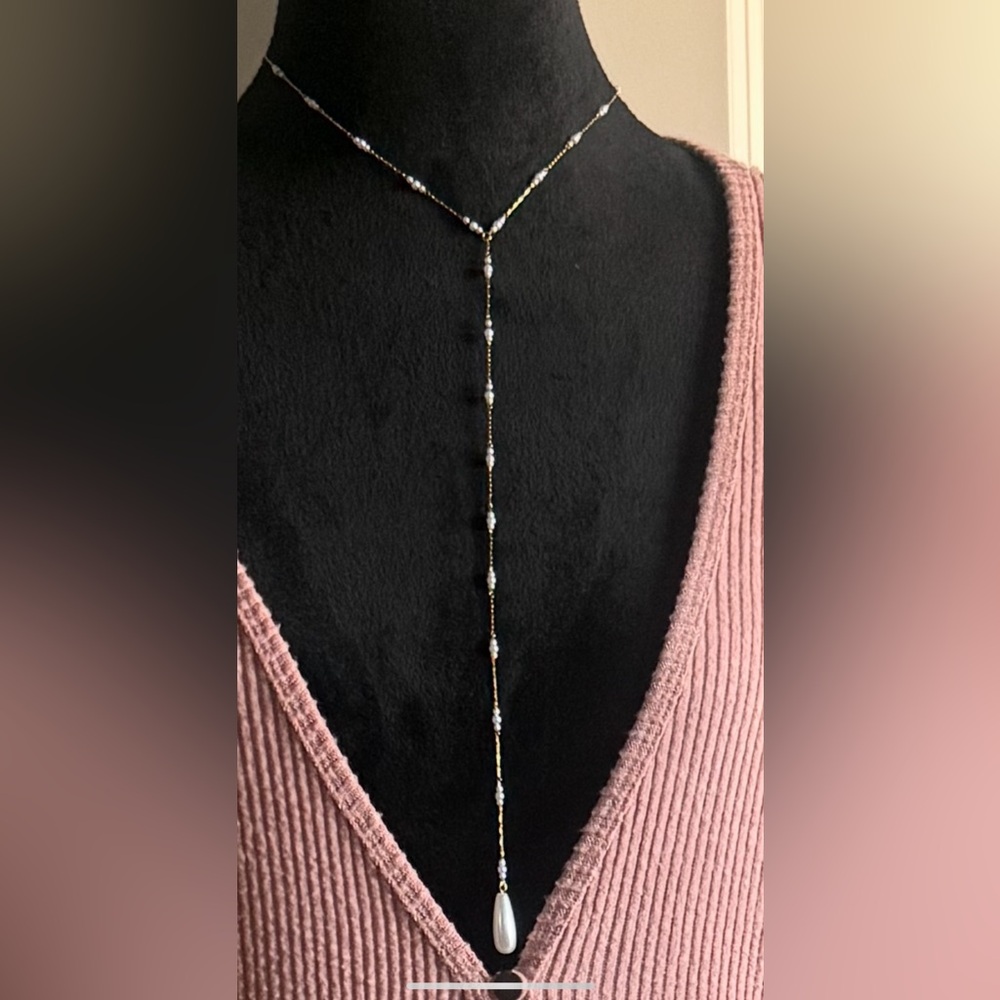 Elegant Soft Pink Faux Pearl Beaded Necklace